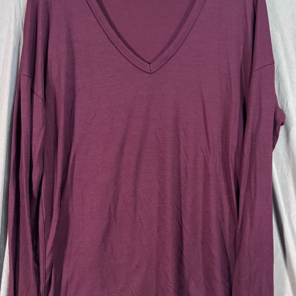Athleta Burgundy V-Neck Top - Picture 1 of 4